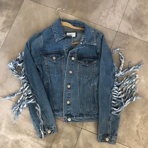 Forever 21 Denim Jean Fringe Jacket